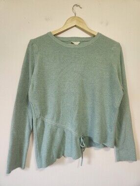​143 Story Sage Green Ribbed Asymmetrical Tie Hem Crewneck Sweater Tag 3X Fits L